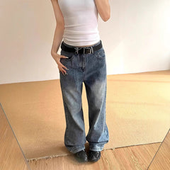 mid-rise drapey jeans