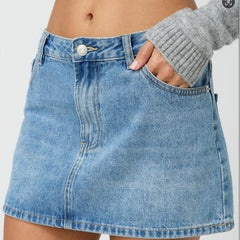 Slim Fit Casual Stretch Washed Denim Skirt