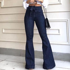 High-Waisted Hip-Lifting Lace-up Flared Wide-Leg Jeans