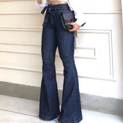 High waisted hip lift strap flared wide leg pants