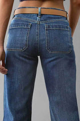 Slim washed flared denim trousers