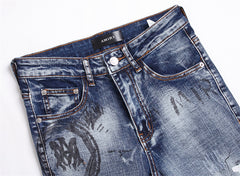 Vaqueros de hombre pintados con lavado medio