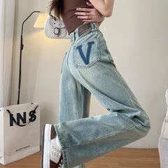 High-rise narrow-fit wide-leg jeans