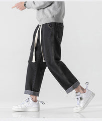 Pantalones vaqueros holgados de carga con lavado a la piedra