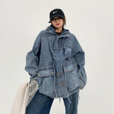 Jeansjacke für Damen mit großen Taschen