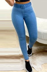 High Waist Skinny Stretch Jeans with Belt