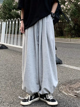 Einfarbige Retro Sport Baggy Jogginghose mit Kordelzug