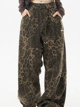 Pantalones cargo de leopardo punk con cordón