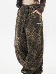 Pantalones cargo de leopardo punk con cordón