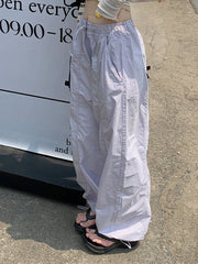 Pantalones holgados de pierna recta con cintura elástica retro de color lila