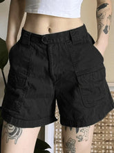 Solid Color Vintage Denim Straight Leg Cargo Shorts