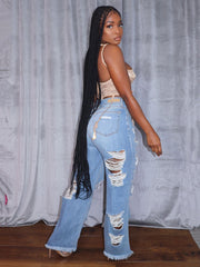 Vaqueros rotos de cintura alta