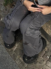 Vaqueros cargo boyfriend con logo de estrella