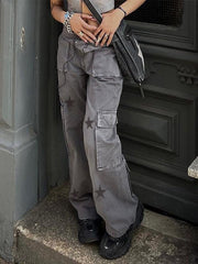 Vaqueros cargo boyfriend con logo de estrella