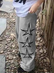 Pantalones deportivos holgados con bordado de estrellas