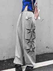 Pantalones deportivos holgados con bordado de estrellas