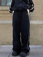 Pantalones paracaídas holgados con paneles retro en contraste de color