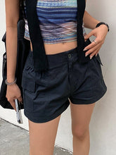 Shorts cargo micro vintage azul marino con bolsillos