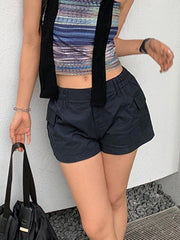 Shorts cargo micro vintage azul marino con bolsillos