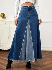 Umbrella-Shaped Denim Long Dress