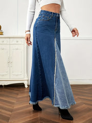 Umbrella-Shaped Denim Long Dress