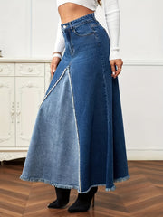 Umbrella-Shaped Denim Long Dress
