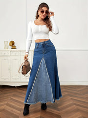 Umbrella-Shaped Denim Long Dress