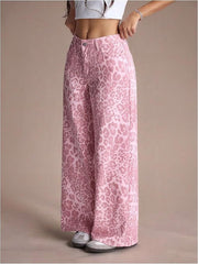 Leopard Print Wide-Leg Jeans