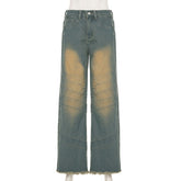 A Pair Of Wide-Leg Cinched-Waist Jeans