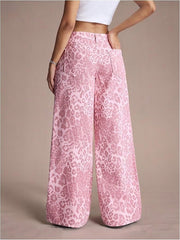 Leopard Print Wide-Leg Jeans
