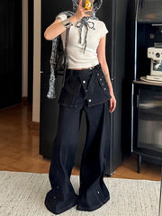 Two Pairs Of Retro Fake Wide-Leg Jeans