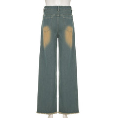 A Pair Of Wide-Leg Cinched-Waist Jeans