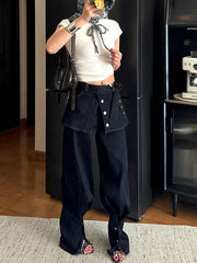 Two Pairs Of Retro Fake Wide-Leg Jeans