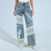 Low-Waist Lace Jeans