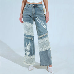 Low-Waist Lace Jeans