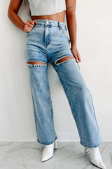 Ripped Straight-Leg Jeans