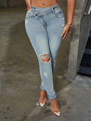 BAYEAS Mid Rise Acid Wash Skinny Jeans