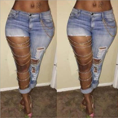 Personalized Fashion Detachable Versatile Slim Jeans