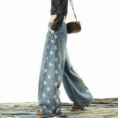 Side-Split Star-Printed Jeans