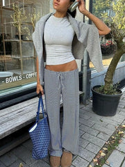 Blaue Vintage-Hose mit Streifen und Kordelzug