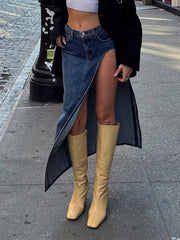 Falda vaquera larga con abertura