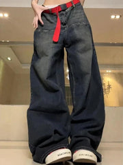 Blue Vintage Washed Distressed Baggy Boyfriend Jeans