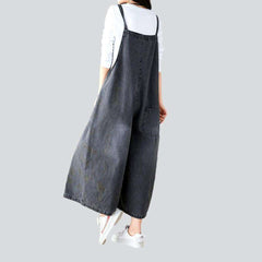 Grey baggy women denim jumpsuit