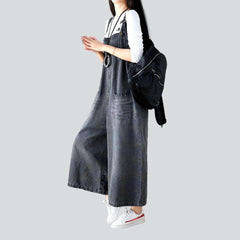 Grey baggy women denim jumpsuit