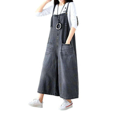 Grey baggy women denim jumpsuit