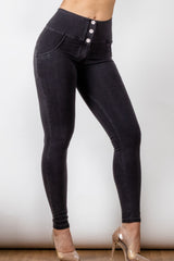 Vaqueros largos ajustados de cintura alta