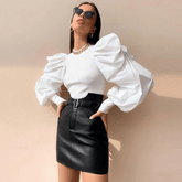 Top acanalado con mangas abullonadas Stella Extreme