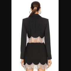 Conjunto de blazer y falda con dobladillo de cristal Sensation