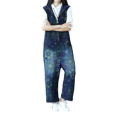 Hooded denim overall for women