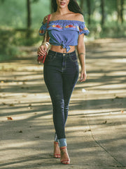 Vaqueros ajustados de talla grande con bolsillos